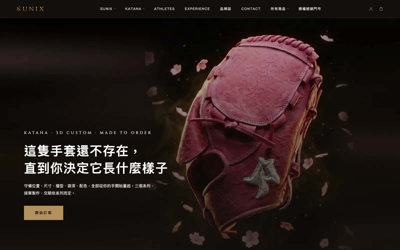 SUNIX Sports 棒球手套網站畫面